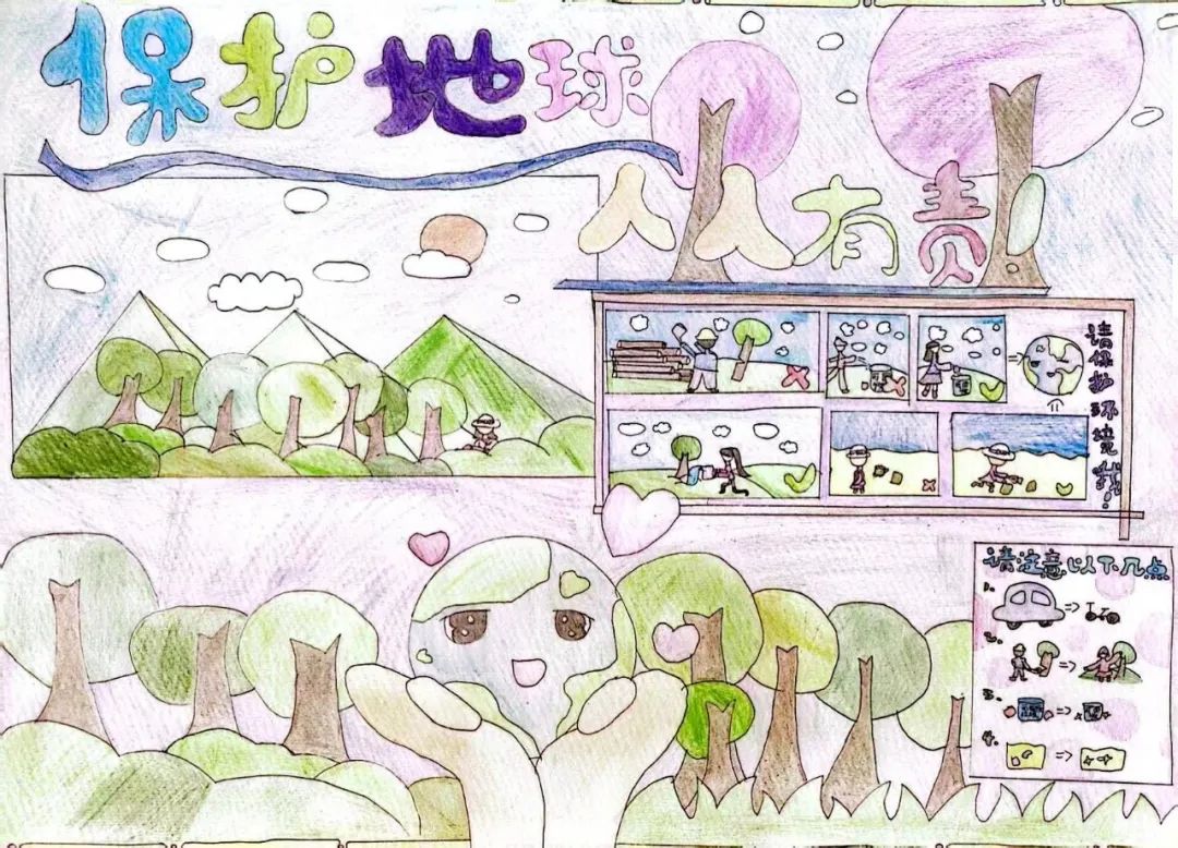 “保护地球 让生命更美好”地球日绘画二等奖作品(6张)
